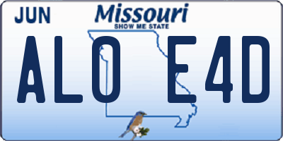 MO license plate AL0E4D