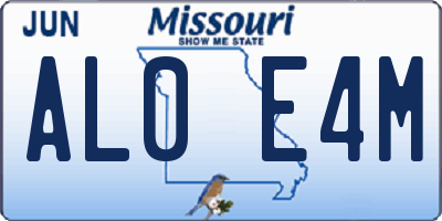 MO license plate AL0E4M