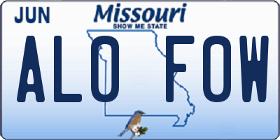 MO license plate AL0F0W