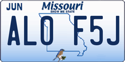 MO license plate AL0F5J