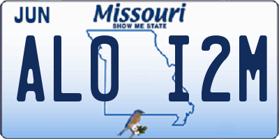 MO license plate AL0I2M