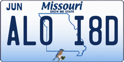 MO license plate AL0I8D