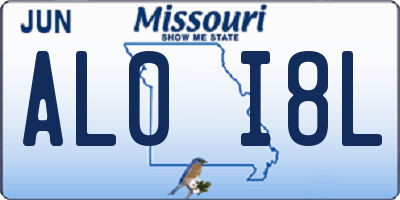 MO license plate AL0I8L