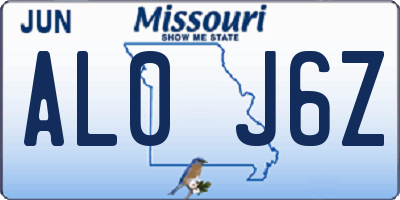 MO license plate AL0J6Z