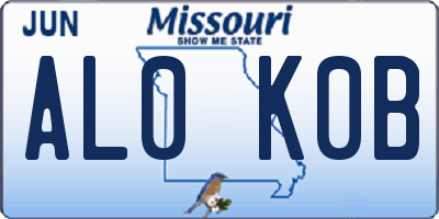 MO license plate AL0K0B