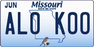 MO license plate AL0K0O