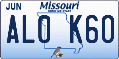 MO license plate AL0K6O