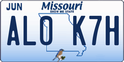 MO license plate AL0K7H
