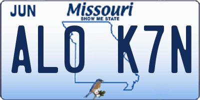 MO license plate AL0K7N