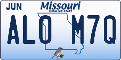 MO license plate AL0M7Q
