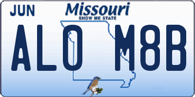 MO license plate AL0M8B