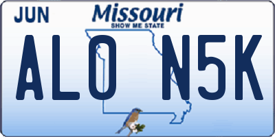 MO license plate AL0N5K