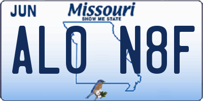 MO license plate AL0N8F