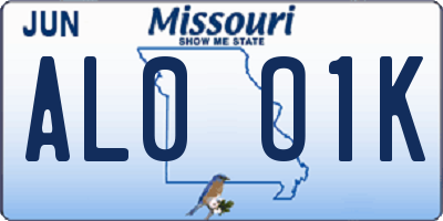 MO license plate AL0O1K