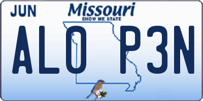 MO license plate AL0P3N