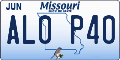MO license plate AL0P4O