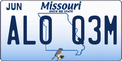 MO license plate AL0Q3M