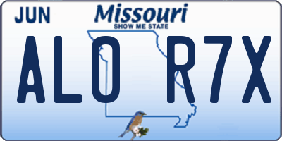 MO license plate AL0R7X