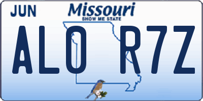 MO license plate AL0R7Z