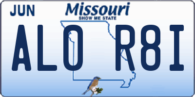 MO license plate AL0R8I