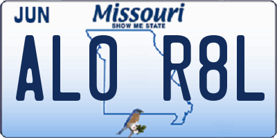 MO license plate AL0R8L