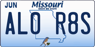 MO license plate AL0R8S