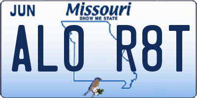 MO license plate AL0R8T