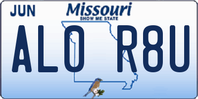 MO license plate AL0R8U
