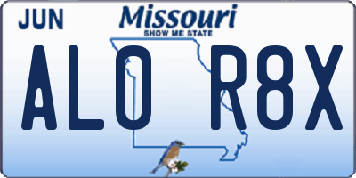 MO license plate AL0R8X