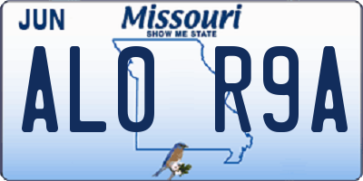 MO license plate AL0R9A