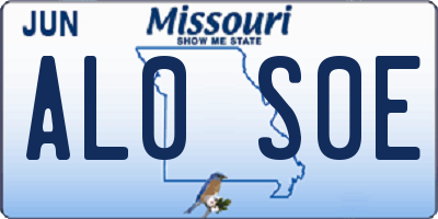 MO license plate AL0S0E