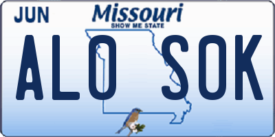 MO license plate AL0S0K