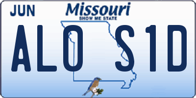 MO license plate AL0S1D