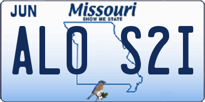 MO license plate AL0S2I