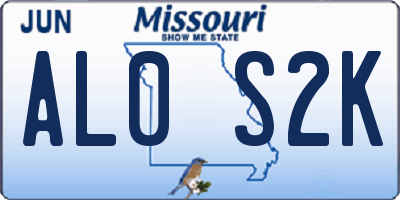 MO license plate AL0S2K