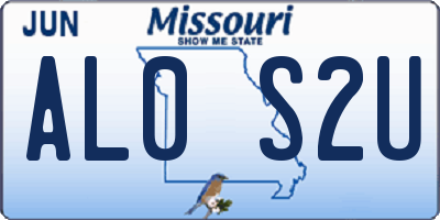 MO license plate AL0S2U