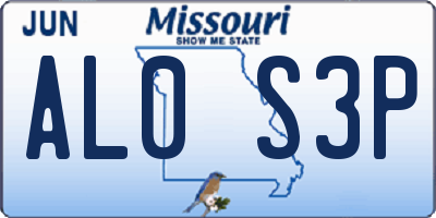 MO license plate AL0S3P
