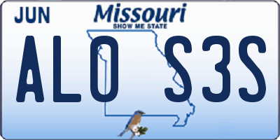 MO license plate AL0S3S