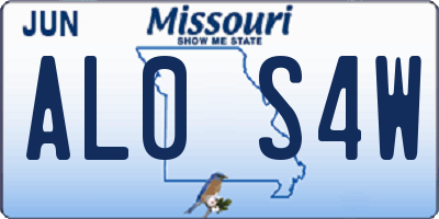 MO license plate AL0S4W
