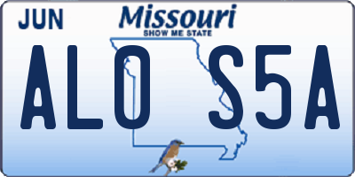 MO license plate AL0S5A