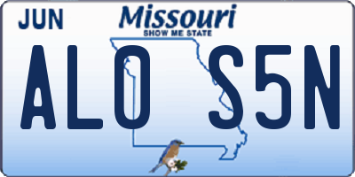 MO license plate AL0S5N