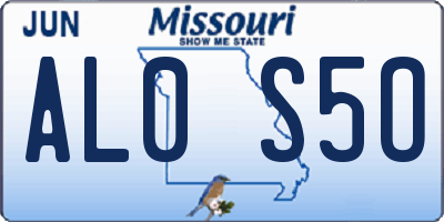 MO license plate AL0S5O