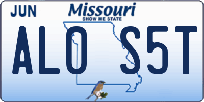 MO license plate AL0S5T
