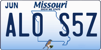 MO license plate AL0S5Z