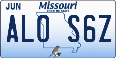 MO license plate AL0S6Z