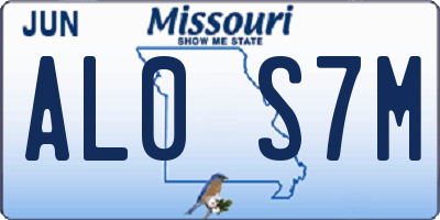 MO license plate AL0S7M