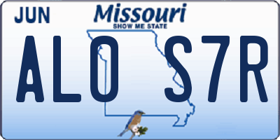 MO license plate AL0S7R