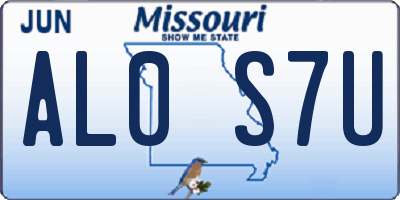 MO license plate AL0S7U