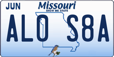 MO license plate AL0S8A