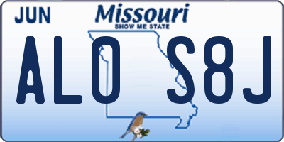 MO license plate AL0S8J